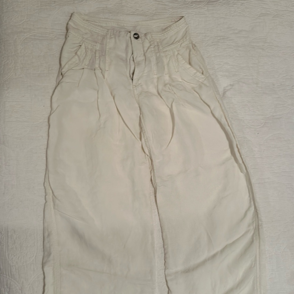 Free People Women’s Wide-Leg White Linen Pants
